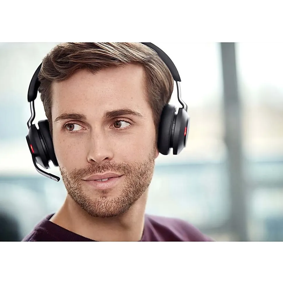 Jabra Evolve2 65 Headset With Charging Stand - Stereo - USB Type A - Wireless - Bluetooth - Over-the-head - Binaural - Supra-aural - Black