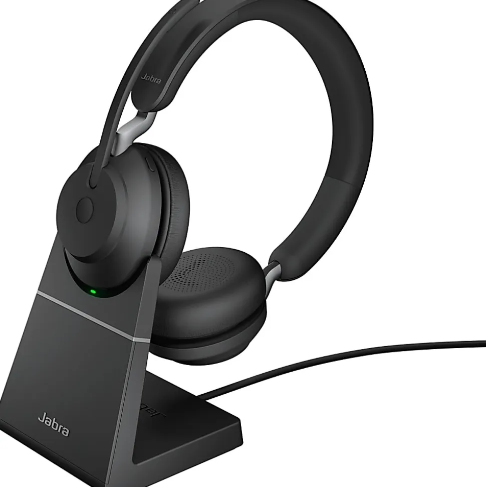 Jabra Evolve2 65 Headset With Charging Stand - Stereo - USB Type A - Wireless - Bluetooth - Over-the-head - Binaural - Supra-aural - Black