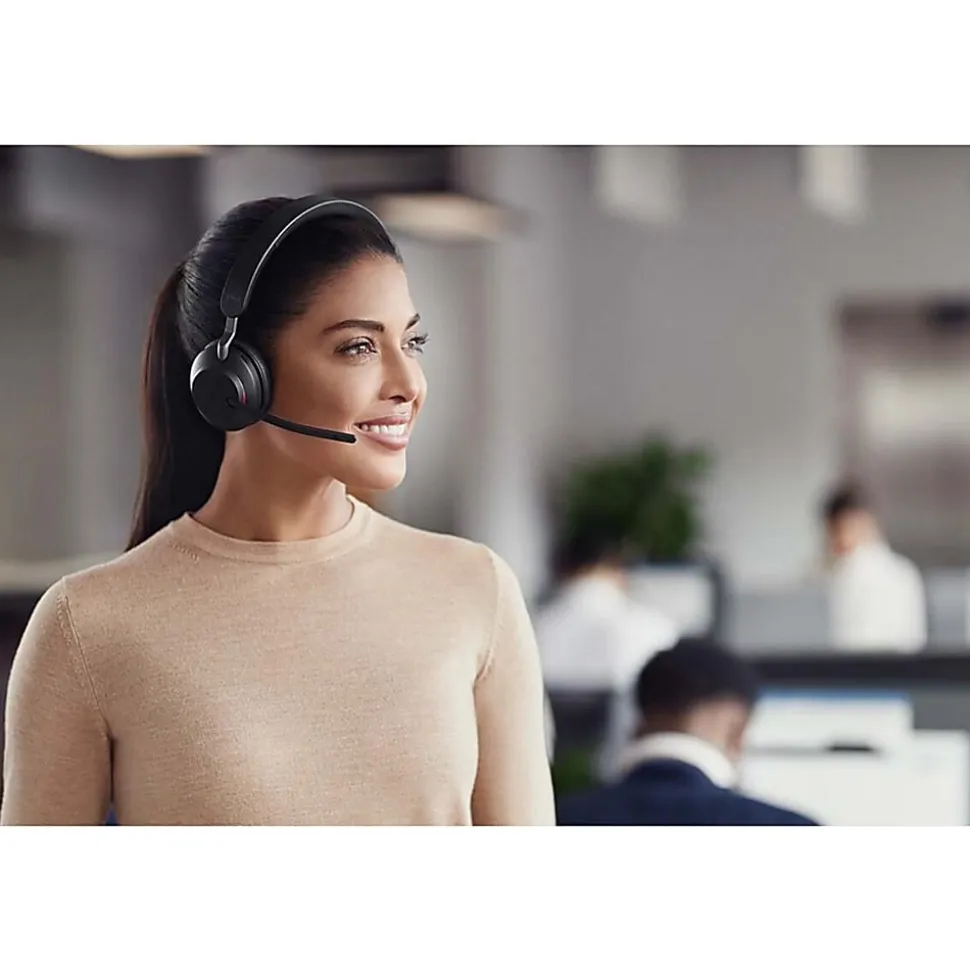 Jabra Evolve2 65 Headset With Charging Stand - Stereo - USB Type A - Wireless - Bluetooth - Over-the-head - Binaural - Supra-aural - Black