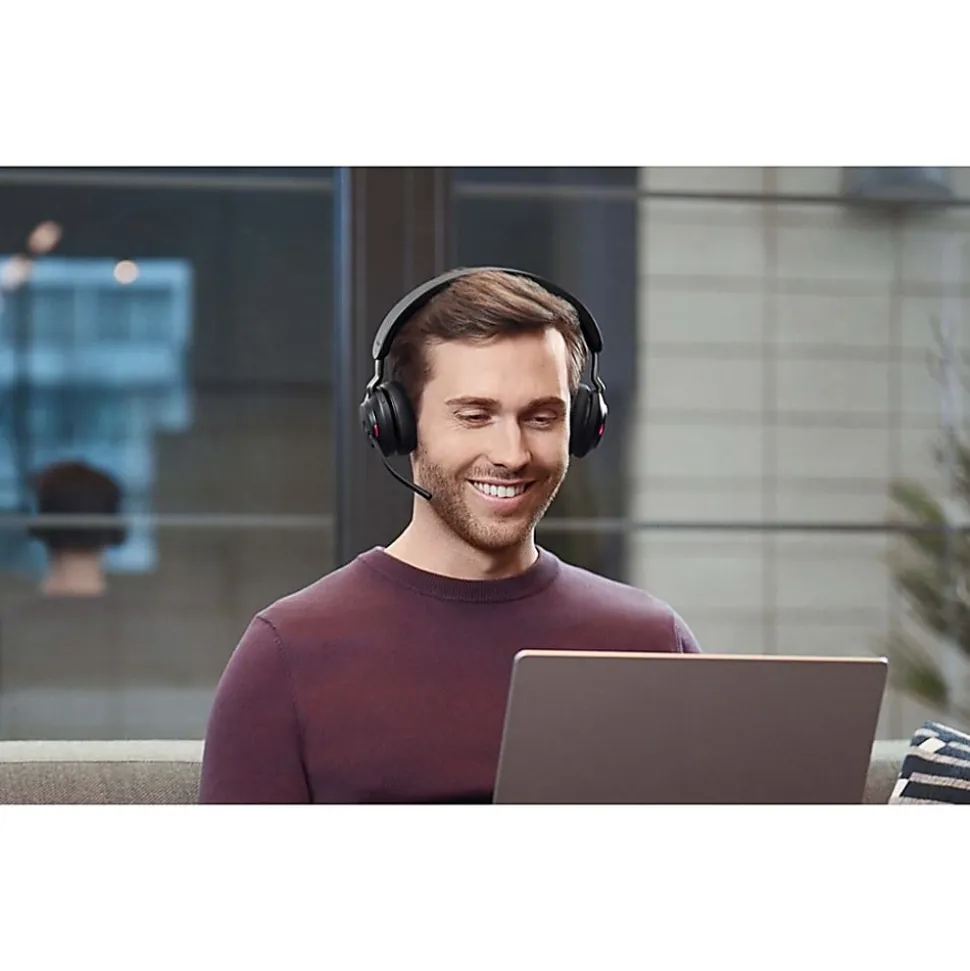 Jabra Evolve2 65 Headset With Charging Stand - Stereo - USB Type A - Wireless - Bluetooth - Over-the-head - Binaural - Supra-aural - Black