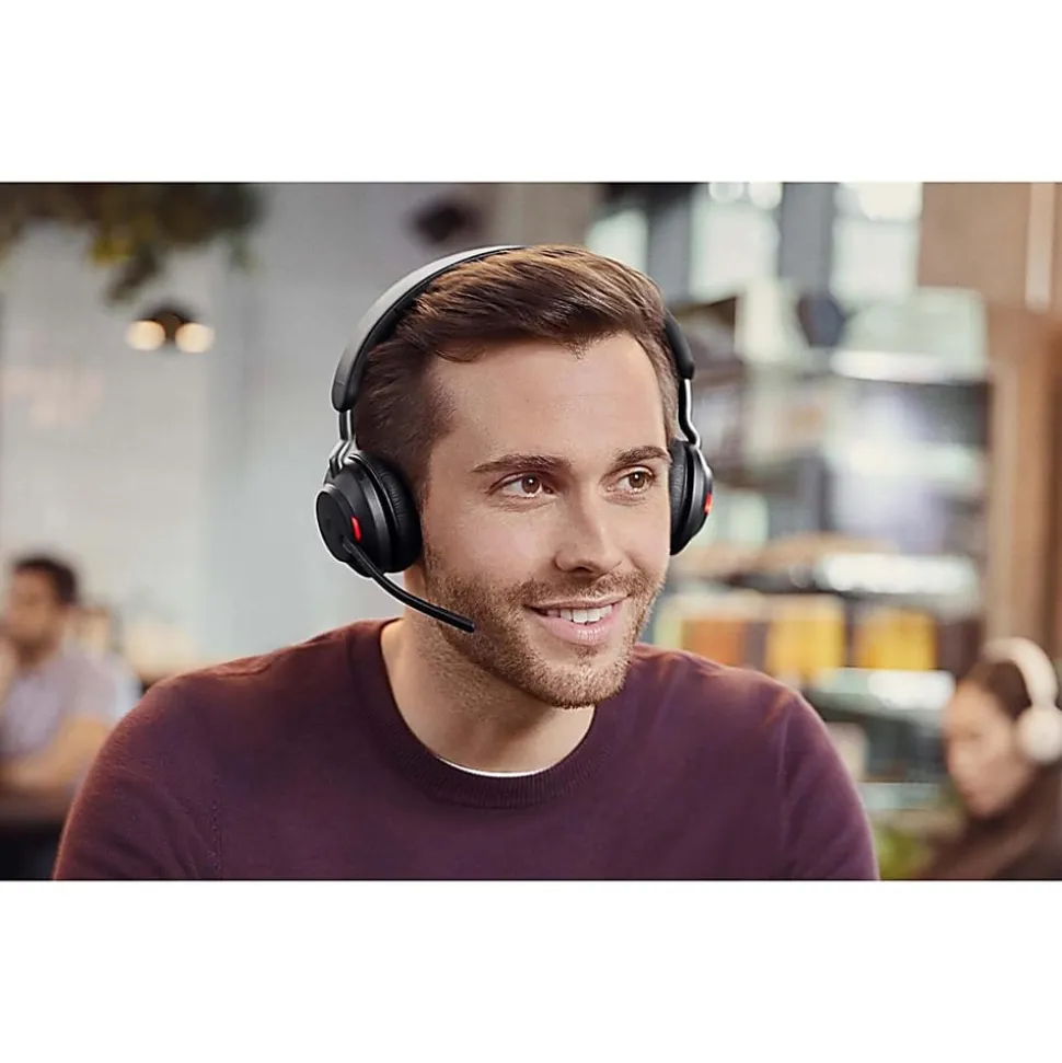 Jabra Evolve2 65 Headset With Charging Stand - Stereo - USB Type A - Wireless - Bluetooth - Over-the-head - Binaural - Supra-aural - Black