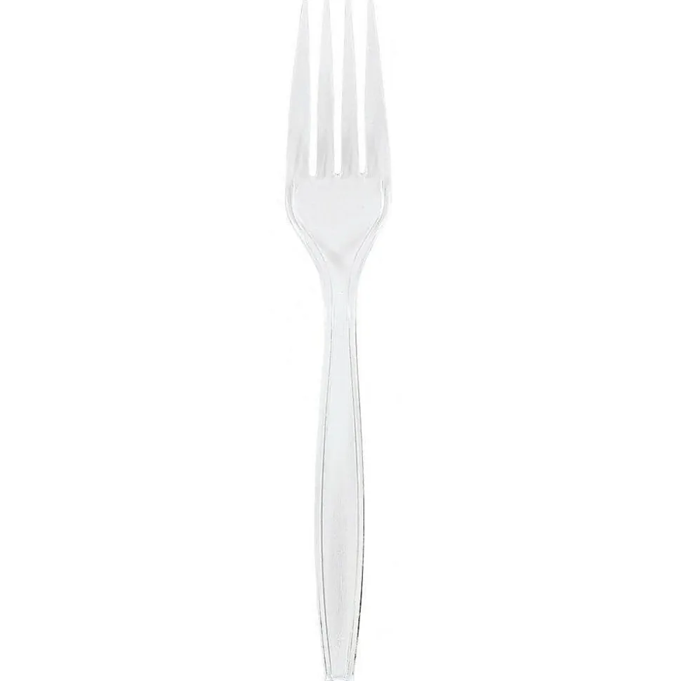 JAM PAPER Big Party Pack of Premium Plastic Forks, Clear, 100 Disposable Forks/Box