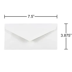 JAM Paper® Booklet Envelopes, #7 3/4 Monarch, Commercial Flap, Gummed Seal, White, Pack Of 25