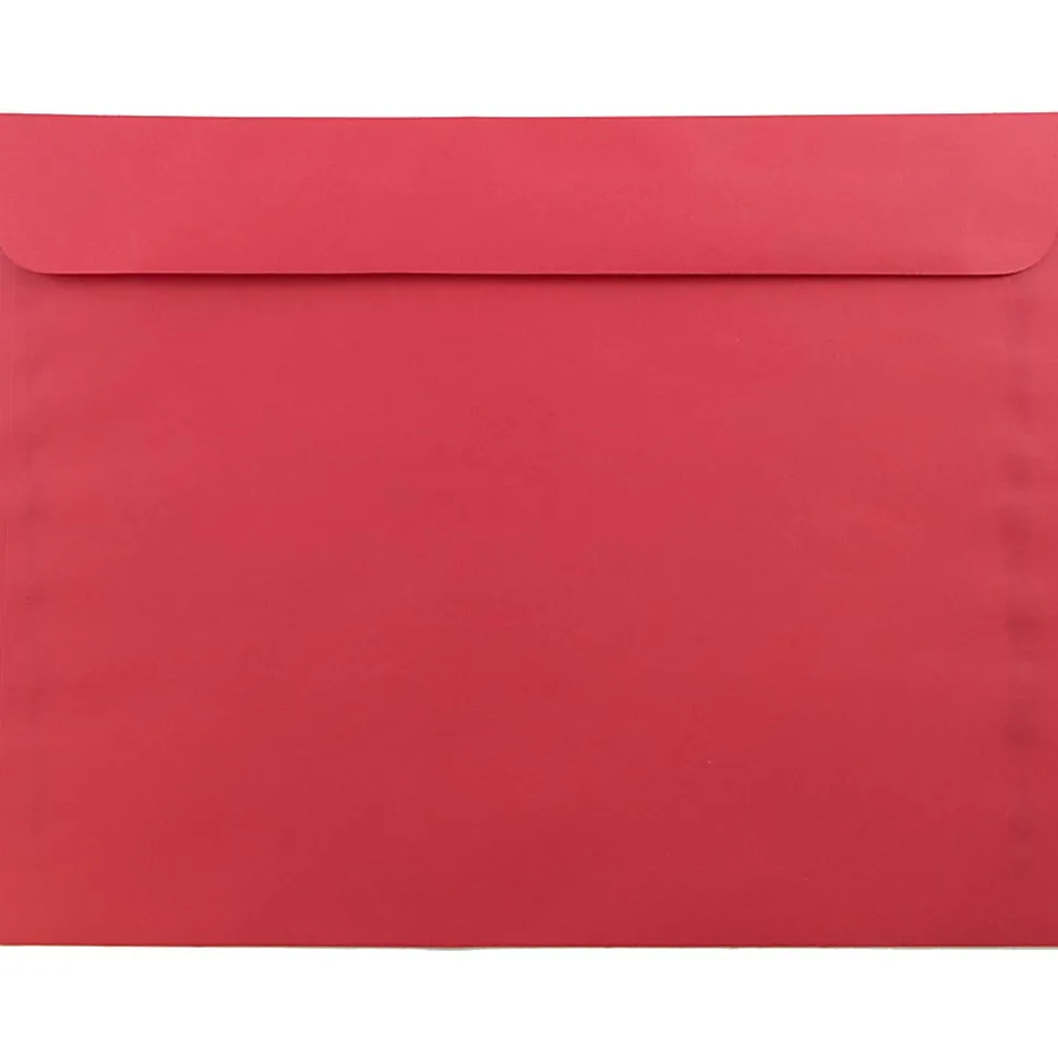 JAM Paper® Booklet Envelopes, 9" x 12", Gummed Seal, 30% Recycled, Red, Pack Of 25