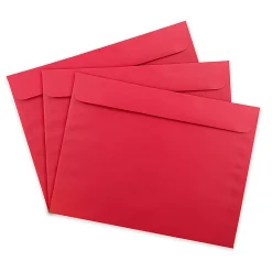 JAM Paper® Booklet Envelopes, 9" x 12", Gummed Seal, 30% Recycled, Red, Pack Of 25