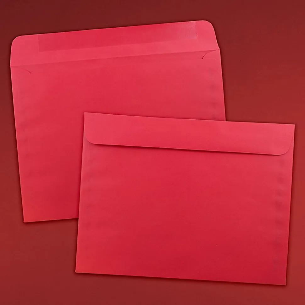 JAM Paper® Booklet Envelopes, 9" x 12", Gummed Seal, 30% Recycled, Red, Pack Of 25