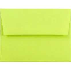 JAM Paper® Booklet Invitation Envelopes, A2, Gummed Seal, Ultra Lime, Pack Of 25
