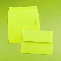 JAM Paper® Booklet Invitation Envelopes, A2, Gummed Seal, Ultra Lime, Pack Of 25