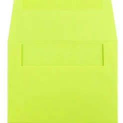 JAM Paper® Booklet Invitation Envelopes, A2, Gummed Seal, Ultra Lime, Pack Of 25