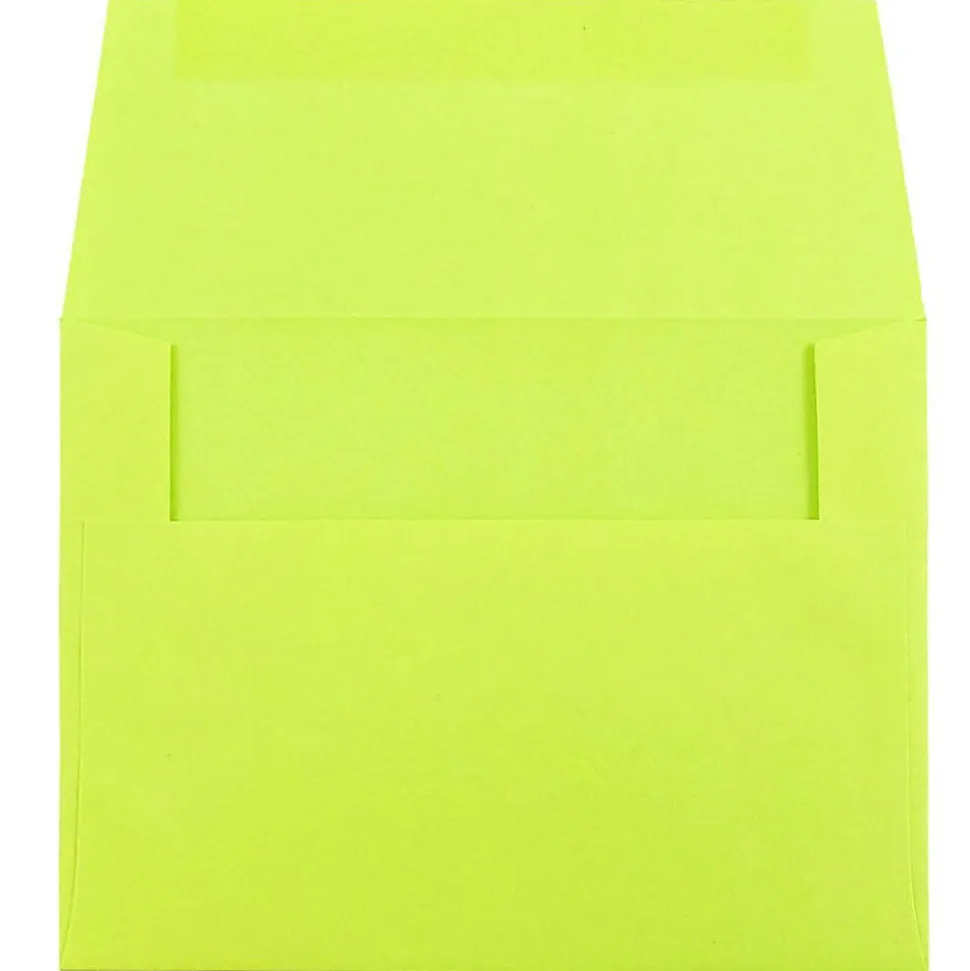 JAM Paper® Booklet Invitation Envelopes, A2, Gummed Seal, Ultra Lime, Pack Of 25