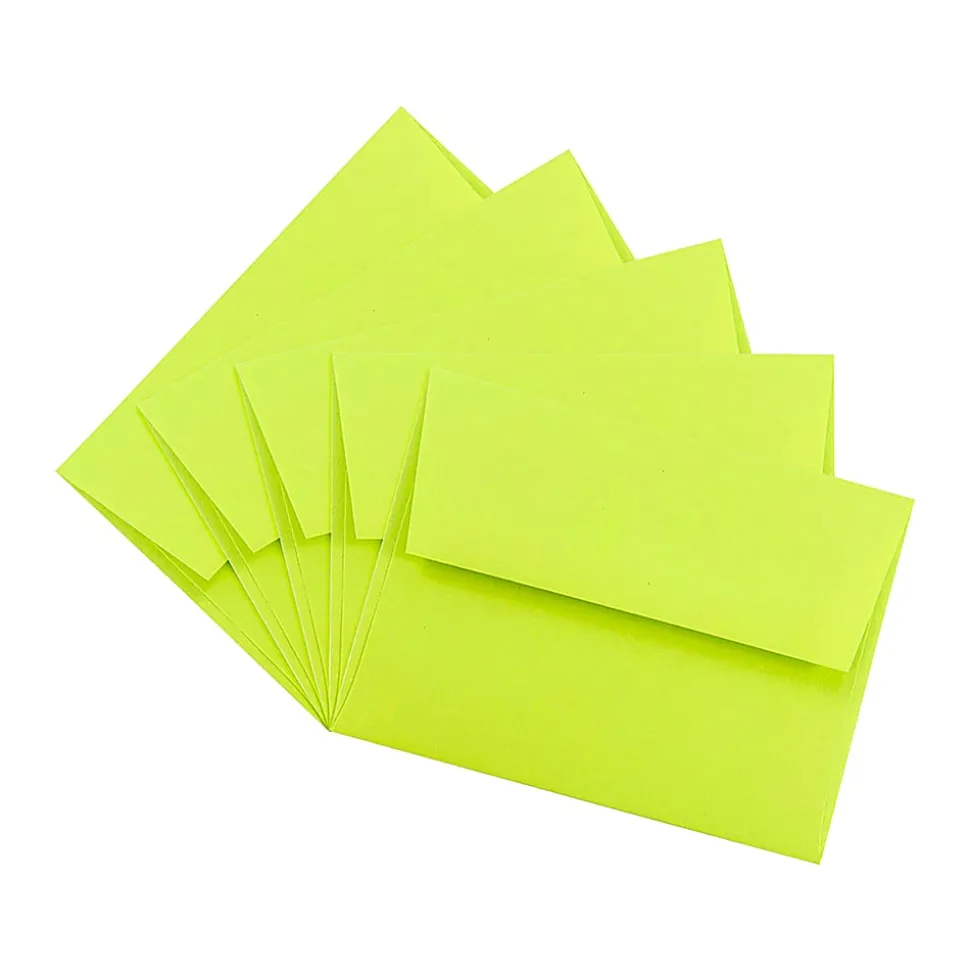 JAM Paper® Booklet Invitation Envelopes, A2, Gummed Seal, Ultra Lime, Pack Of 25