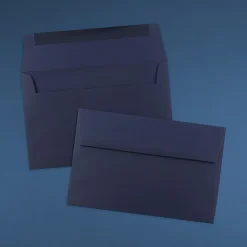 JAM Paper® Booklet Invitation Envelopes, A9, Gummed Seal, Navy Blue, Pack Of 25