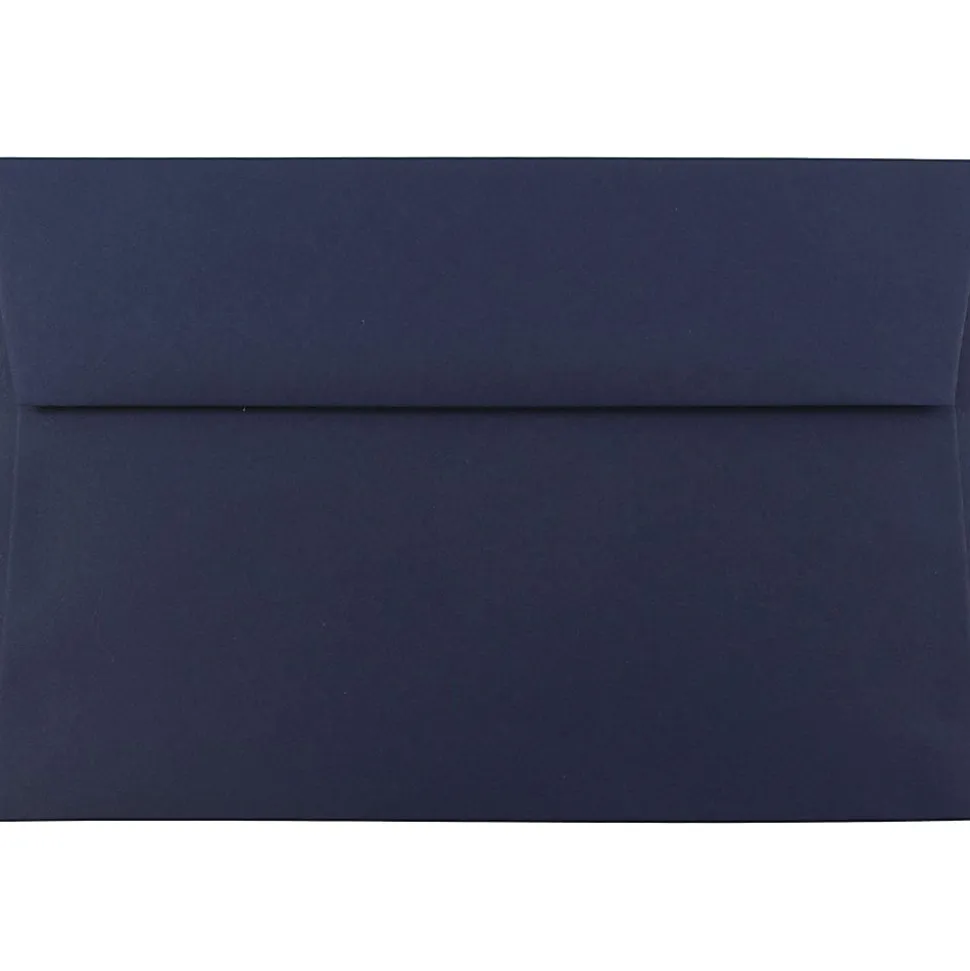 JAM Paper® Booklet Invitation Envelopes, A9, Gummed Seal, Navy Blue, Pack Of 25
