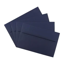 JAM Paper® Booklet Invitation Envelopes, A9, Gummed Seal, Navy Blue, Pack Of 25