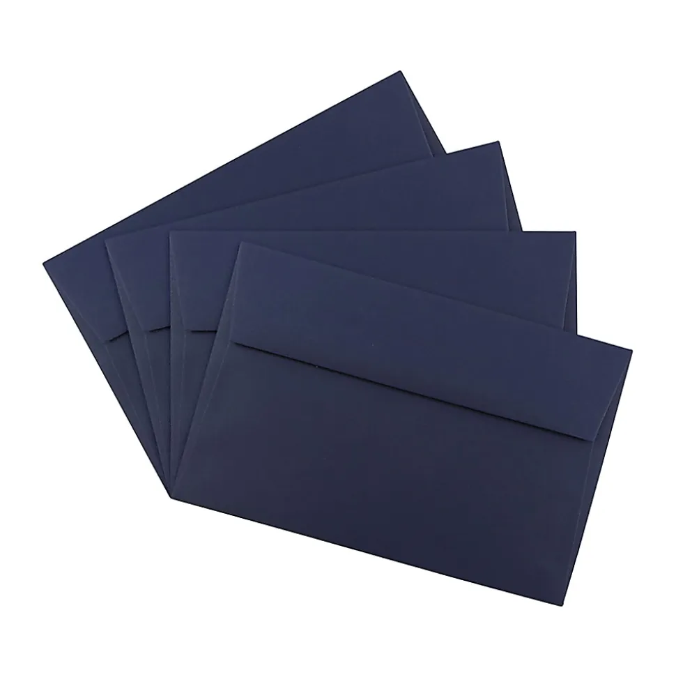 JAM Paper® Booklet Invitation Envelopes, A9, Gummed Seal, Navy Blue, Pack Of 25