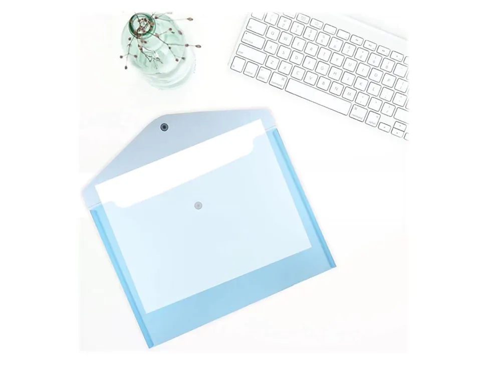 JAM Paper® Booklet Plastic Envelopes, Letter-Size, 9 3/4" x 13", Blue, Pack Of 12