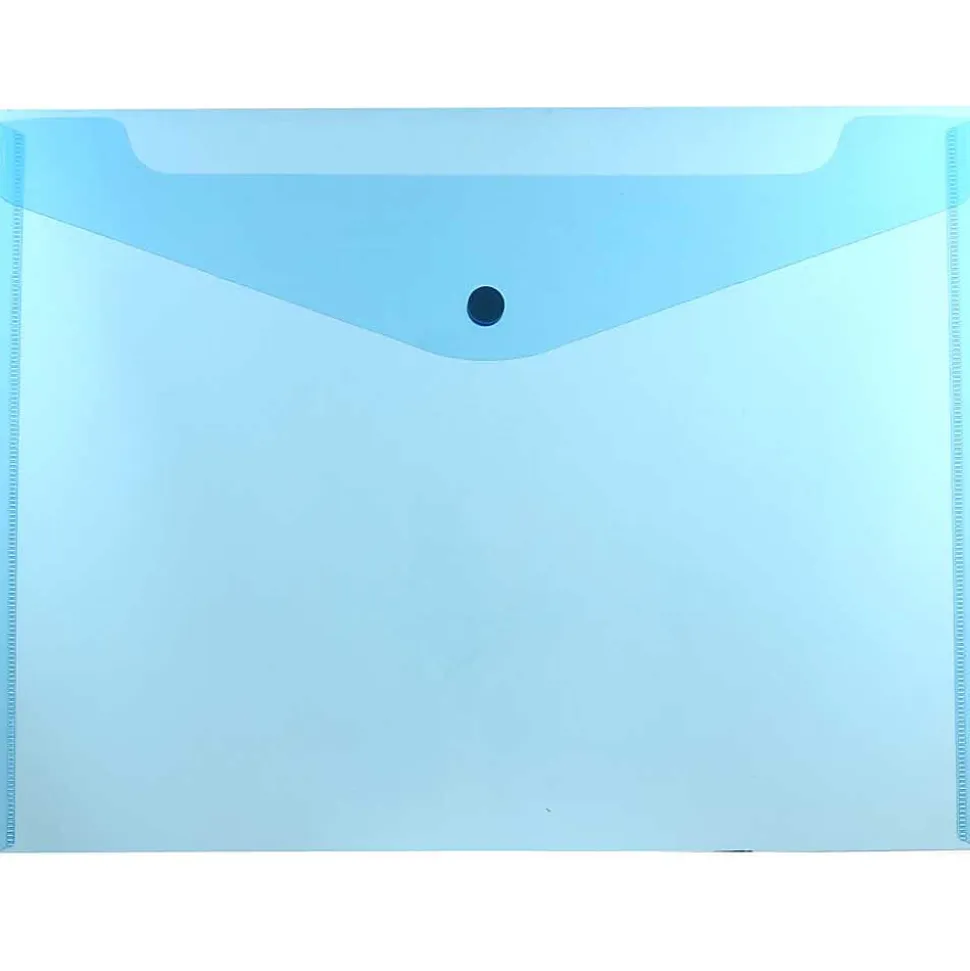 JAM Paper® Booklet Plastic Envelopes, Letter-Size, 9 3/4" x 13", Blue, Pack Of 12