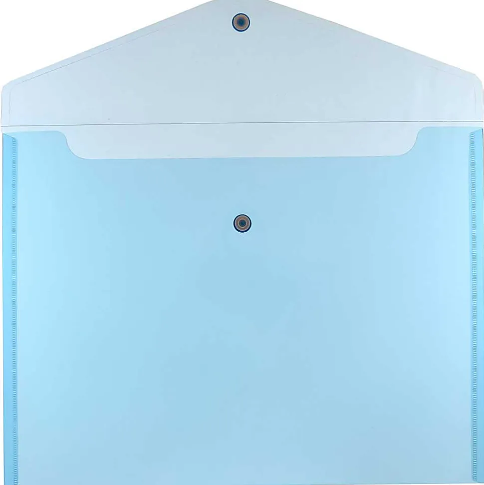 JAM Paper® Booklet Plastic Envelopes, Letter-Size, 9 3/4" x 13", Blue, Pack Of 12