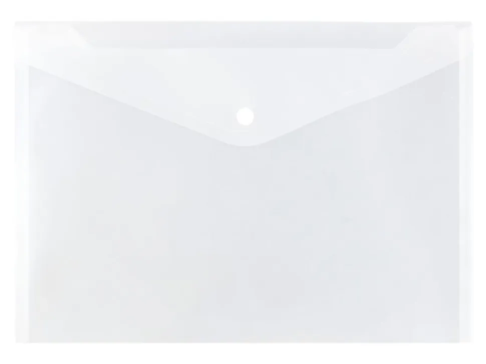 JAM Paper® Booklet Plastic Envelopes, Letter Size, 9 3/4" x 13", Button-Snap Closure,Clear, Pack Of 12