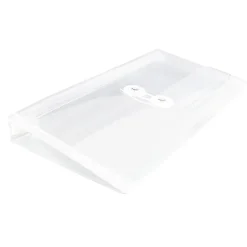 JAM PaperĀ® Booklet Plastic Envelopes, #10, Button & String Closure, Clear, Pack Of 12