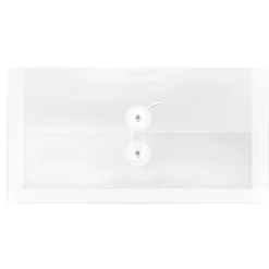 JAM Paper® Booklet Plastic Envelopes, #10, Button & String Closure, Clear, Pack Of 12