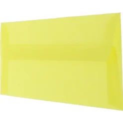 JAM Paper® #10 Business Booklet Envelopes, Translucent, Gummed Closure, Primary Yellow, Pack Of 25