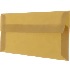 JAM Paper® #10 Business Booklet Envelopes, Translucent, Gummed Closure, Earth Brown, Pack Of 25