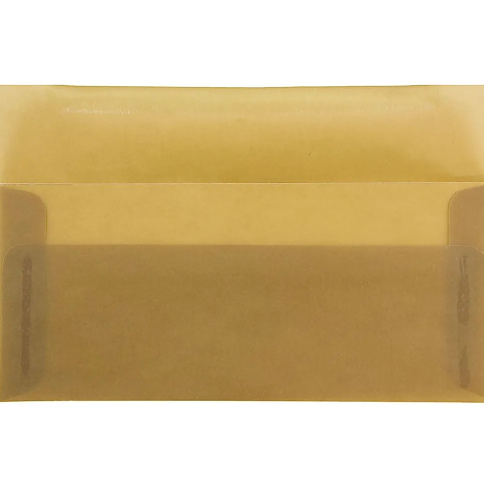 JAM Paper® #10 Business Booklet Envelopes, Translucent, Gummed Closure, Earth Brown, Pack Of 25