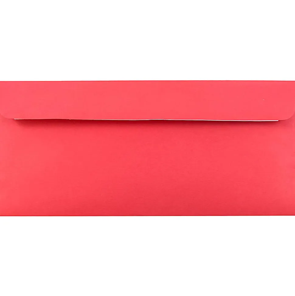 JAM PAPER #10 Business Colored Envelopes With Peel And Seal Closure, 4 1/8" x 9 1/2", Red, Pack Of 25