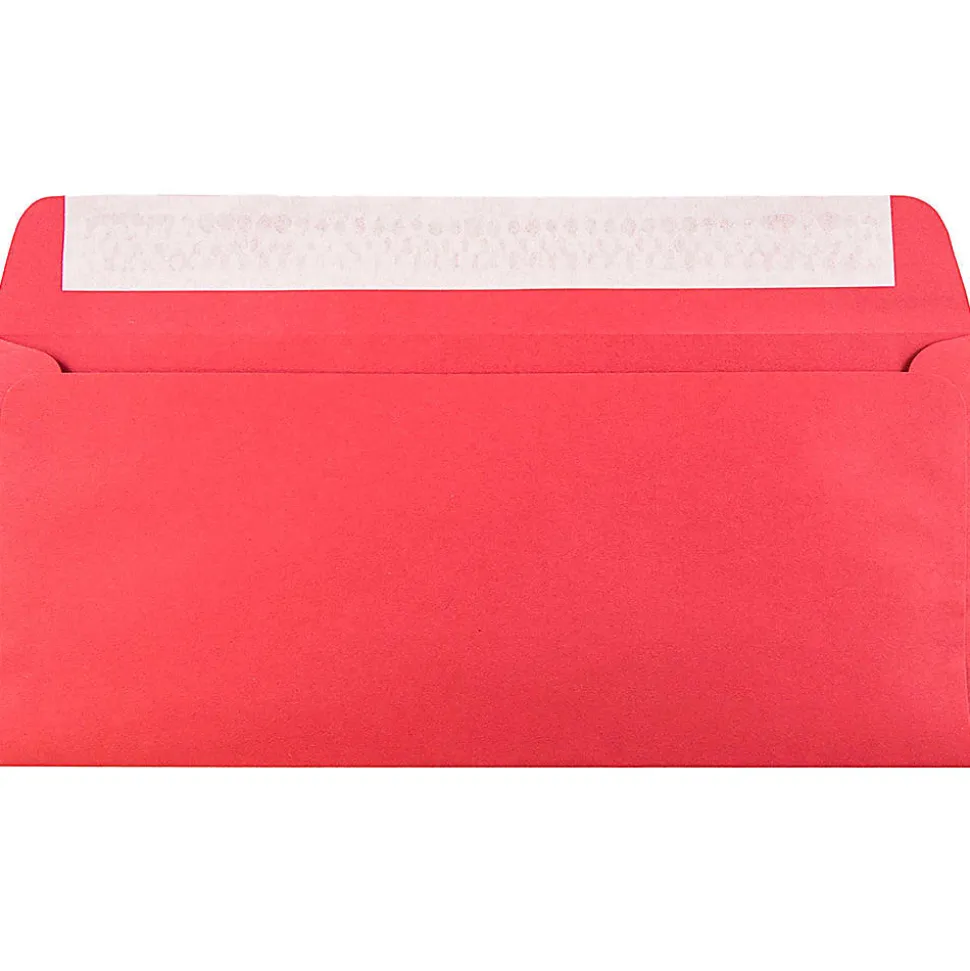 JAM PAPER #10 Business Colored Envelopes With Peel And Seal Closure, 4 1/8" x 9 1/2", Red, Pack Of 25