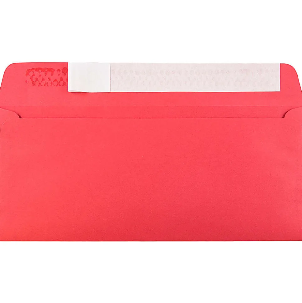 JAM PAPER #10 Business Colored Envelopes With Peel And Seal Closure, 4 1/8" x 9 1/2", Red, Pack Of 25