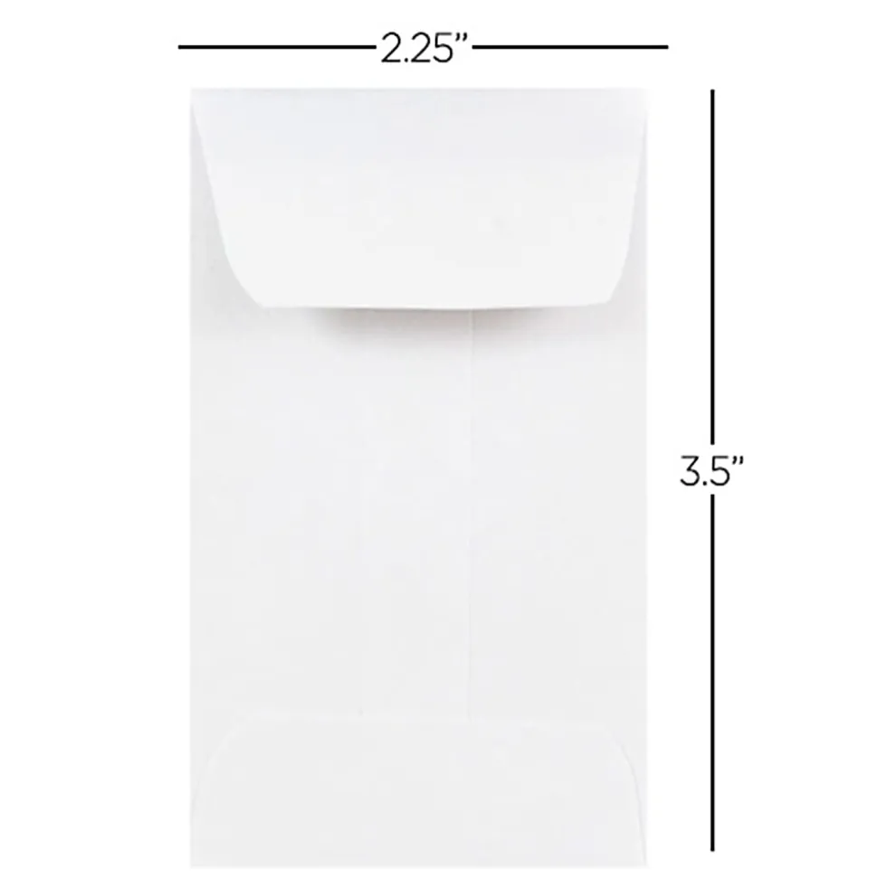 JAM Paper® Coin Envelopes, #1, Gummed Seal, White, Pack Of 100 Envelopes