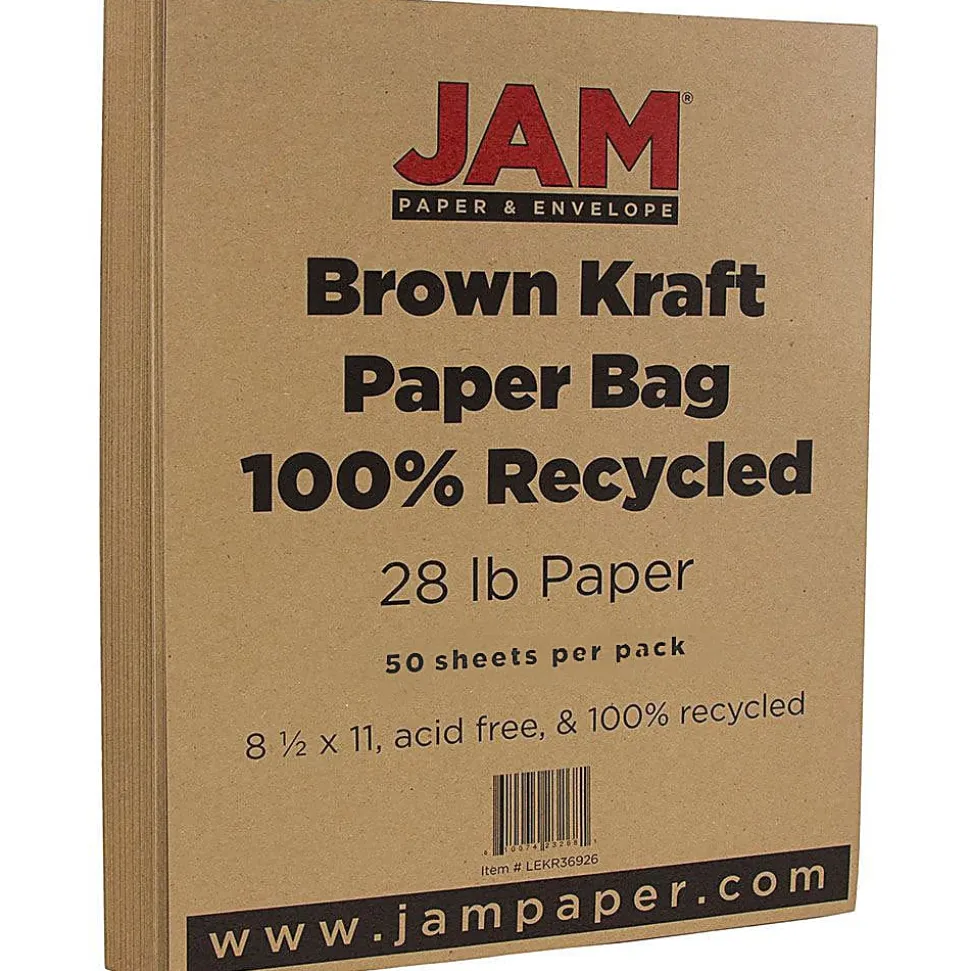 JAM Paper® Color Multi-Use Printer & Copy Paper, Brown Kraft, Letter (8.5" x 11"), 50 Sheets Per Pack, 28 Lb