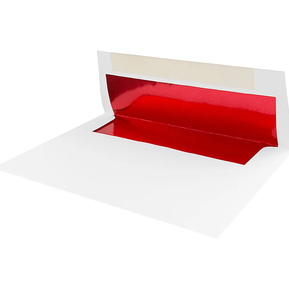 JAM Paper® Foil-Lined Booklet Invitation Envelopes, A6, Gummed Seal, Red/White, Pack Of 25