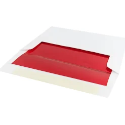 JAM Paper® Foil-Lined Booklet Invitation Envelopes, A6, Gummed Seal, Red/White, Pack Of 25