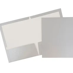 JAM Paper® Glossy 2-Pocket Presentation Folders, Grey, Pack of 6