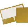 JAM Paper® Glossy 2-Pocket Presentation Folders, Gold, Pack of 6