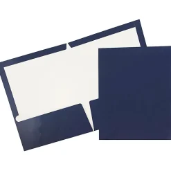 JAM Paper® Glossy 2-Pocket Presentation Folders, Navy Blue, Pack of 6