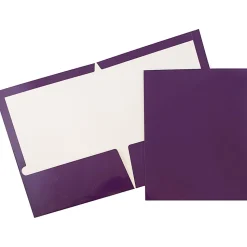 JAM Paper® Glossy 2-Pocket Presentation Folders, Purple, Pack of 6
