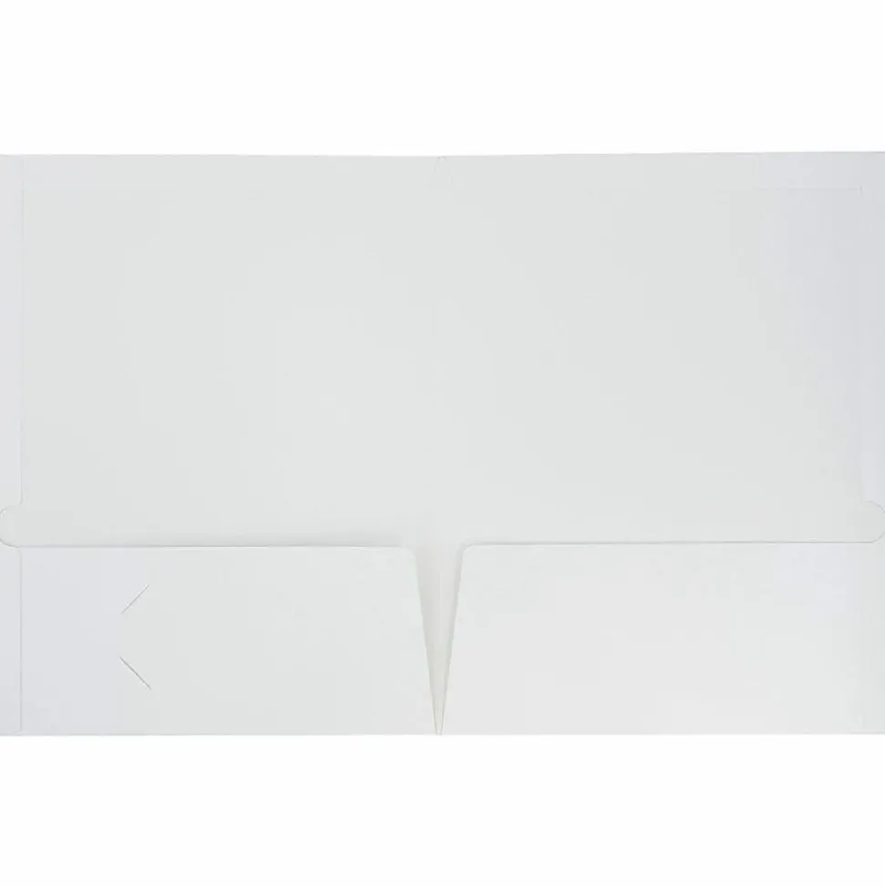 JAM Paper® Glossy 2-Pocket Presentation Folders, 8-1/2" x 11", White, Pack Of 6 Folders