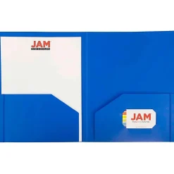 JAM PaperĀ® Heavy-Duty Plastic Presentation Folders, 9-1/2" x 11-1/2", Assorted Fashion, Pack Of 6 Folders