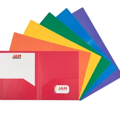 JAM Paper® Heavy-Duty Plastic Presentation Folders, 9-1/2" x 11-1/2", Assorted Fashion, Pack Of 6 Folders