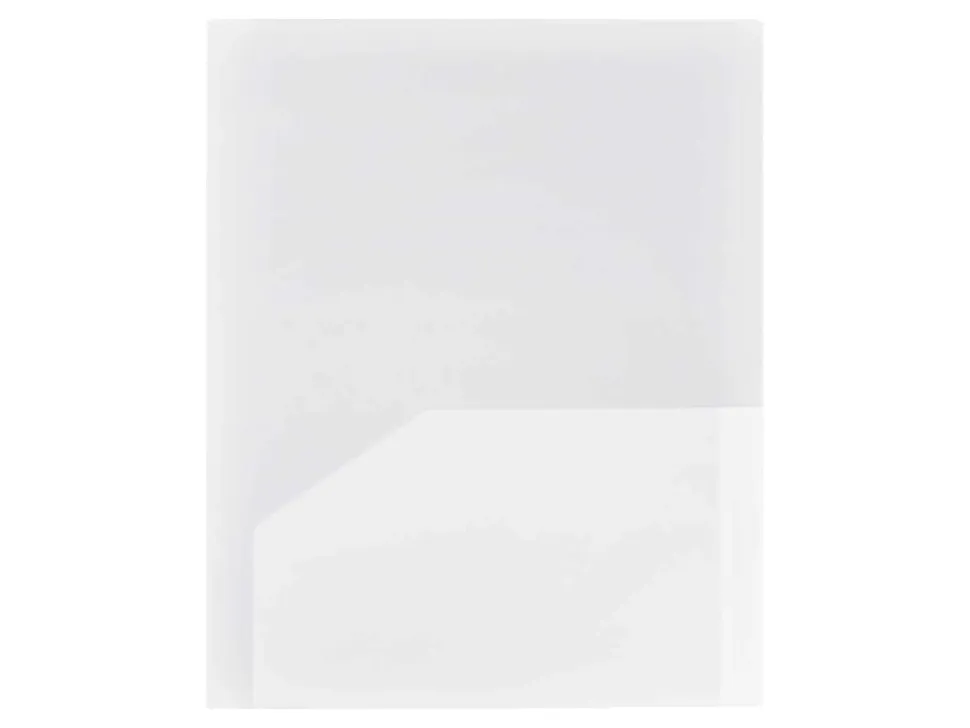 JAM Paper® Heavy-Duty 2-Pocket Plastic Presentation Folders, 9" x 12", Clear, Pack Of 6