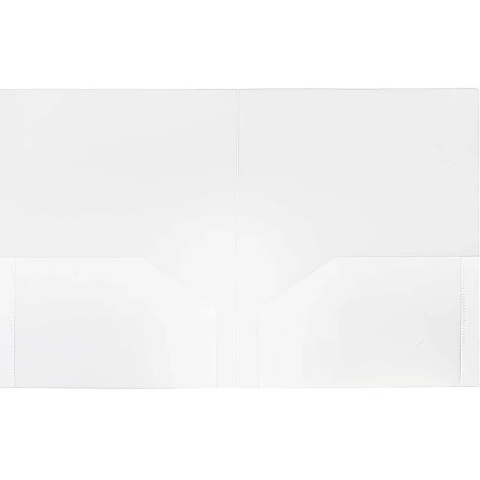 JAM Paper® Heavy-Duty 2-Pocket Plastic Presentation Folders, 9" x 12", Clear, Pack Of 6