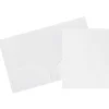 JAM Paper® Heavy-Duty 2-Pocket Plastic Presentation Folders, 9" x 12", White, Pack Of 6