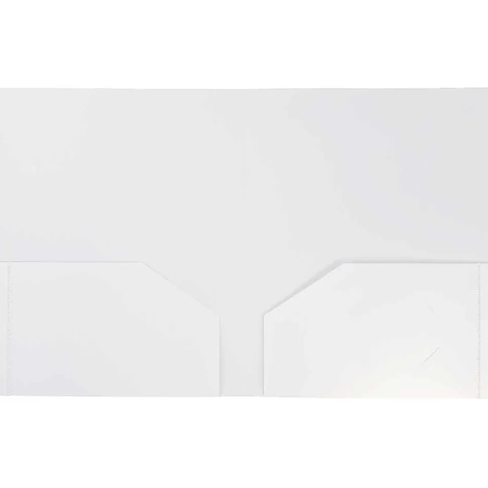 JAM Paper® Heavy-Duty 2-Pocket Plastic Presentation Folders, 9" x 12", White, Pack Of 6
