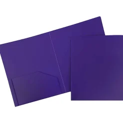 JAM Paper® Heavy Duty 2-Pocket Presentation Folder, 8 1/2" x 11 3/4", Purple, 6/pack