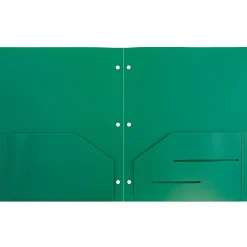 JAM Paper® 3-Hole-Punched 2-Pocket Plastic Presentation Folders, 9" x 12", Green, Pack Of 6