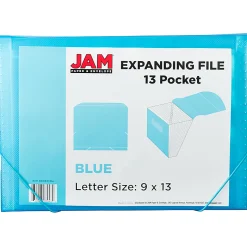 JAM Paper® Letter Size Expanding File, 8” Expansion, 8-1/2” x 11”, Blue