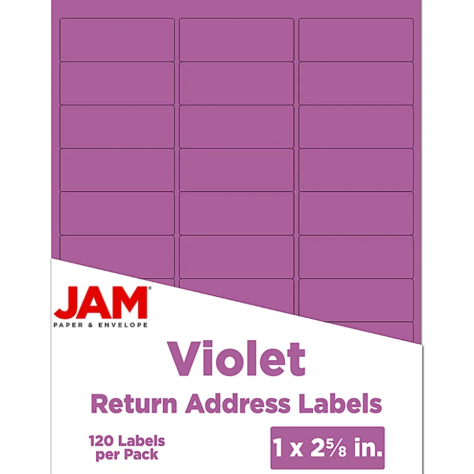 JAM Paper® Mailing Address Labels, Rectangle, 2 5/8" x 1", Purple, Pack Of 120